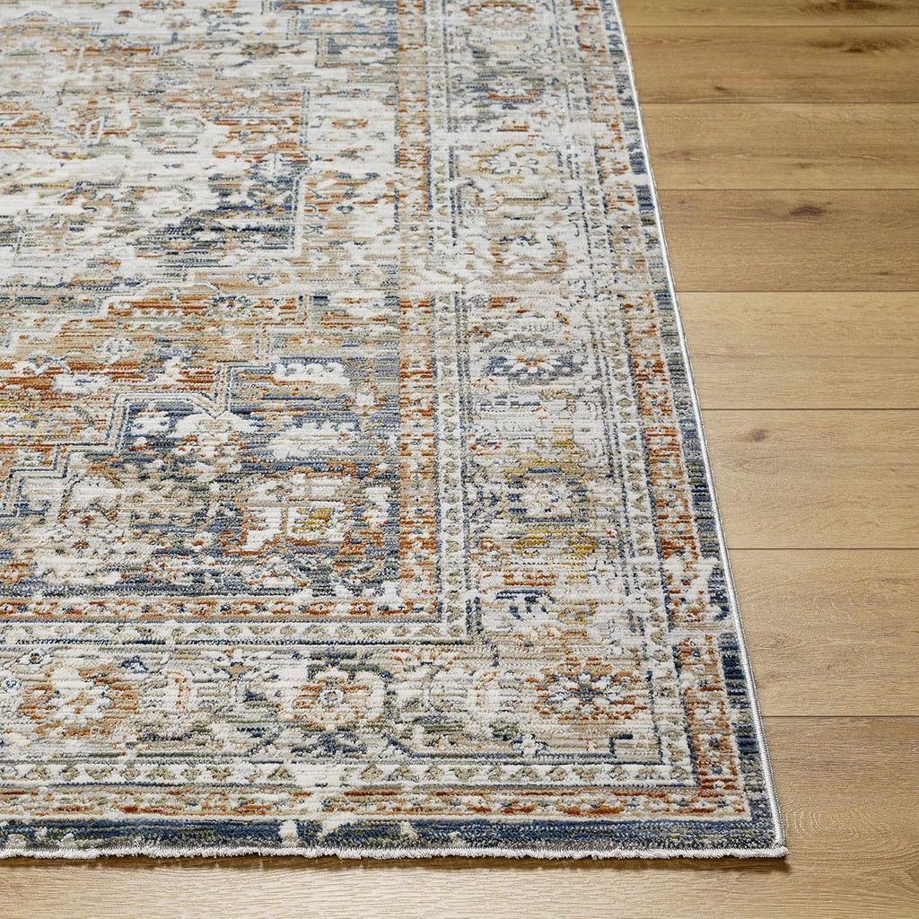 Ivory Medallion Traditional Area Rug Natural Gray Kazou Living Room Bedroom Dining Room Home Office Apartment
