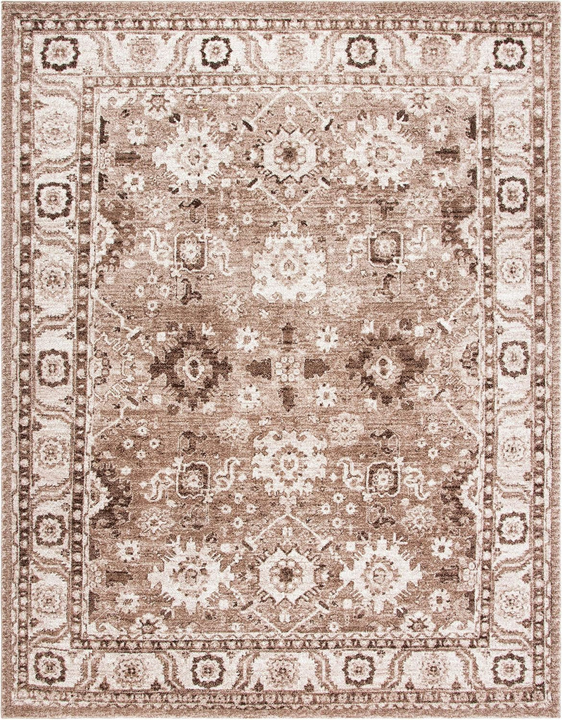 Area Rug 9x12 - Vintage Hamadan - Large - Taupe, Traditional Persian Design, Non-Shedding & Easy to Clean