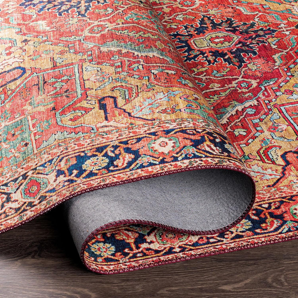 Alfons Medallion Oriental Area Rug,7'6" x 9'6",Red/Gold