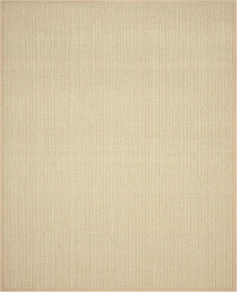 Area Rug 10x14 - Natural Fiber - Large - Beige, Sisal & Wool, Woven Design with Border