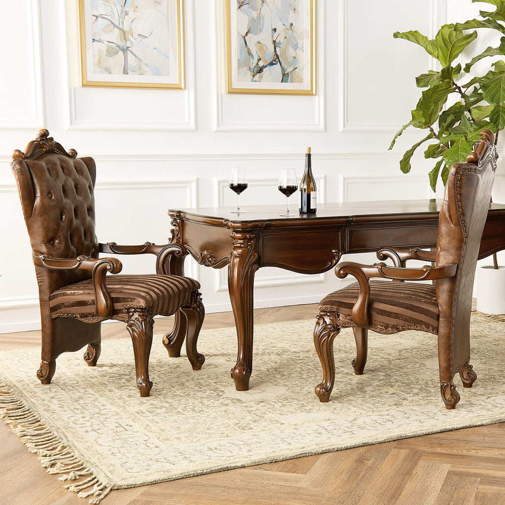 49" H Classic Dining Arm Chair Set of 2, Padded SEAT & Back and Wooden Cabriole Legs Bedroom Kitchen Restaurant, Two