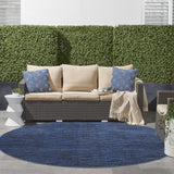 Home Nourison Essentials Midnight Blue 8' x Round Area Rug - Easy Clean, Non Shedding, Bed Room, Liv
