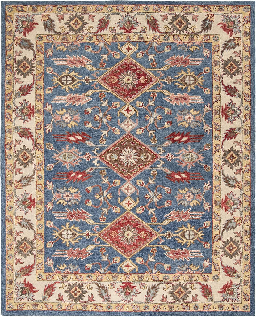 Area Rug 8x10 - Antiquity - Large - Blue & Red, Handmade Wool, Traditional Design