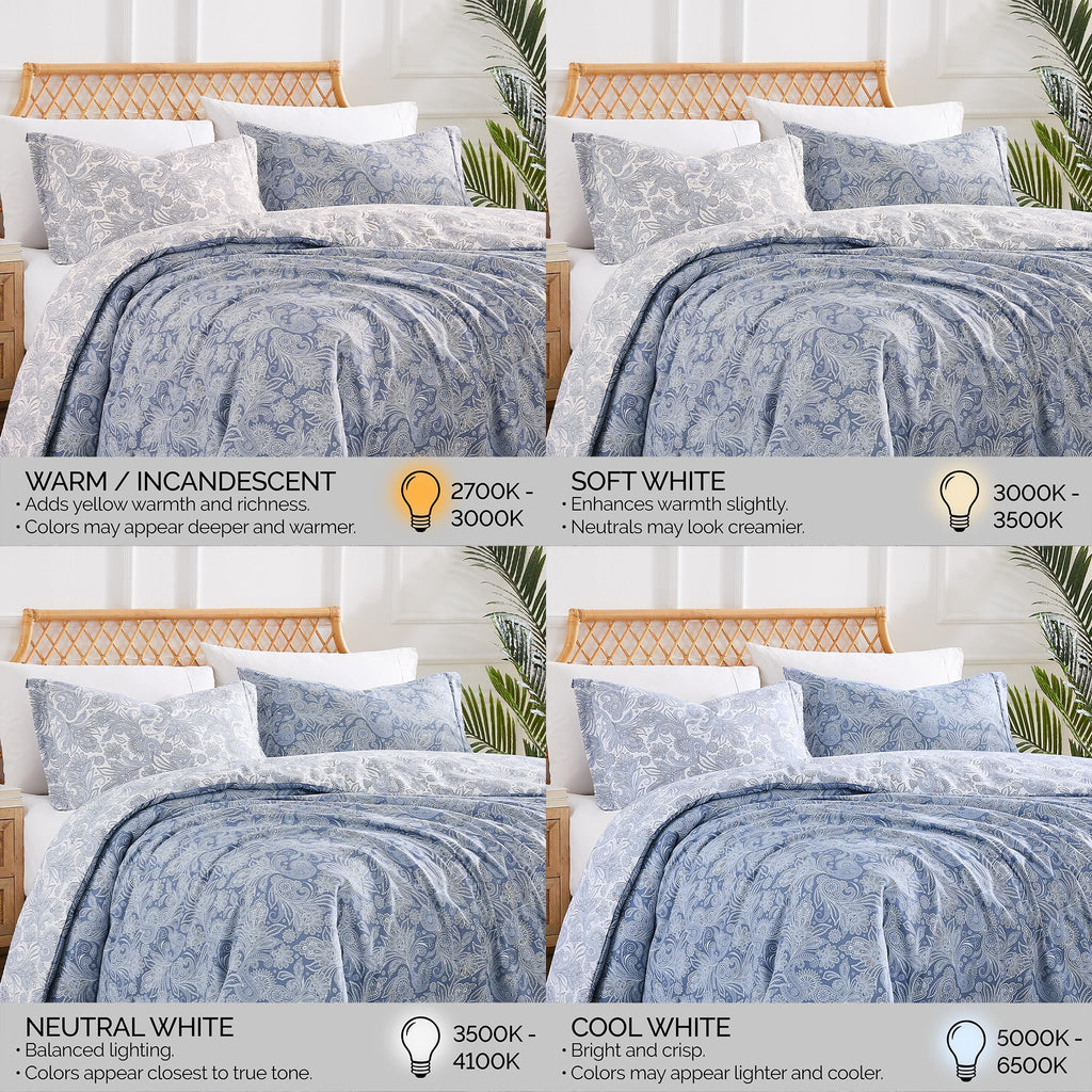 Oversized King Size Comforter Set, Down Alternative Paisley Bedspread, Blue
