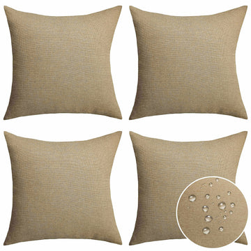 Outdoor Pillows for Garden Patio Linen Throw Pillow Covers 20x20 Waterproof Euro Shams for Chairs Bedroom, 50x50 cm