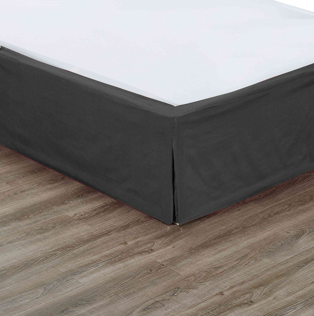 Super Soft Solid Brushed Microfiber 14" Pleated Bed Skirt/Dust Ruffle (Queen Size, Charcoal)