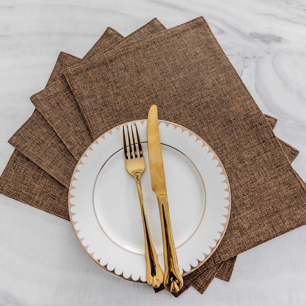 Cloth Placemats Set of 4 Heat Resistant Dining Table Place Mats Linen Kitchen Table Mats, Brown