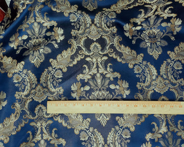Damask Jacquard Brocade, victorya Classic Fabric 110" Wide, Color Teal Blue, Sold by Yard