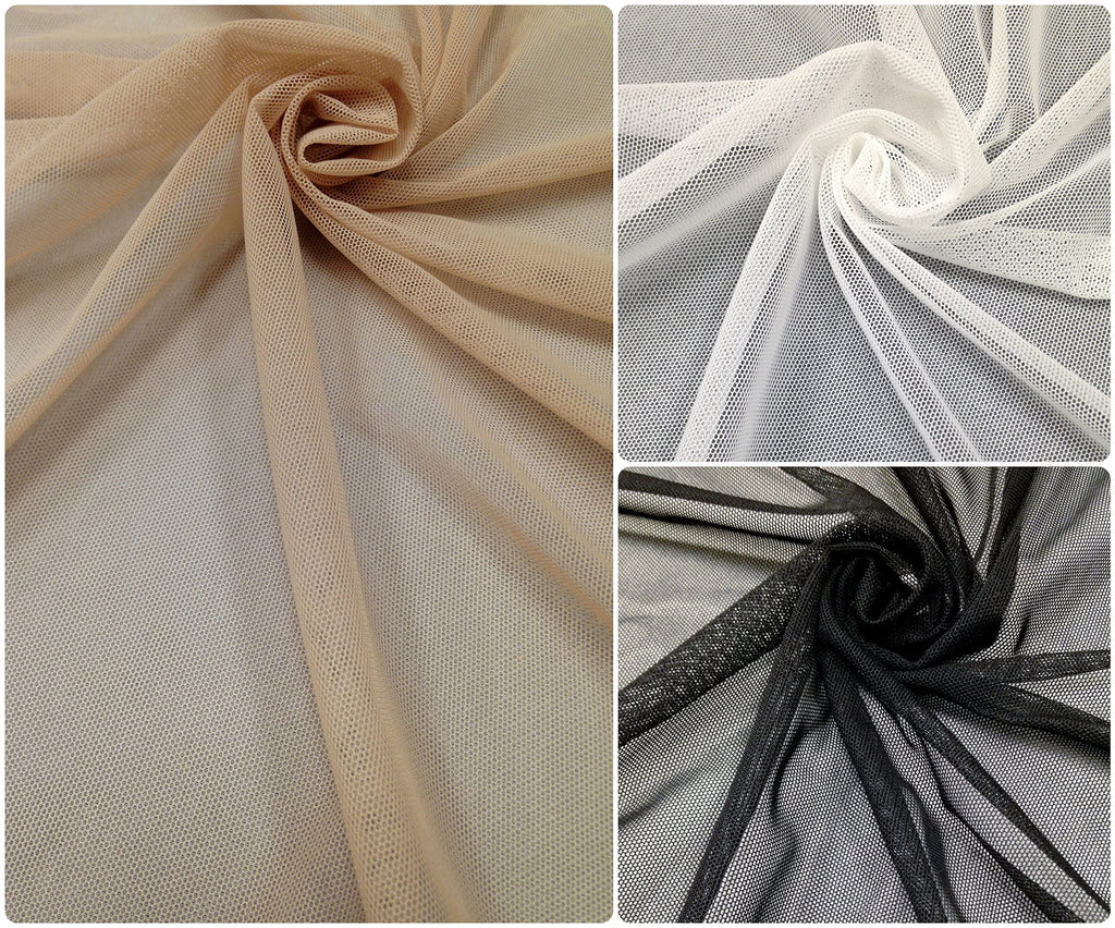 Small Micro Hole See Through Stretch Nylon Spandex Mesh Power Net Fabric (Nude)
