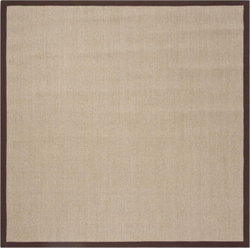 Natural Fiber Collection Area Rug - 6' Square, Sage & Brown, Border Sisal Design, Easy Care, Ideal for High Traffic