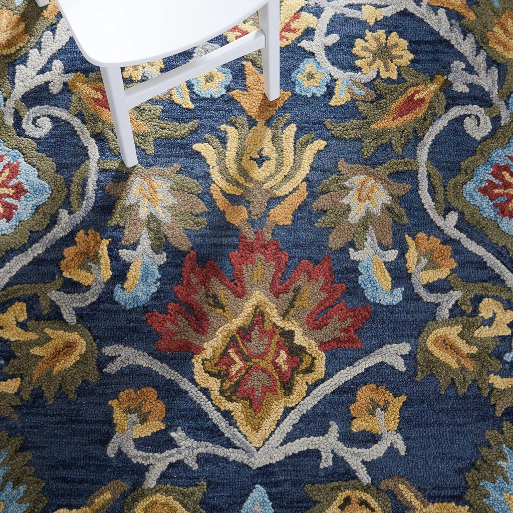 Blossom 12' x 15' Navy/Multi Handmade Premium Wool Dining Area Rug