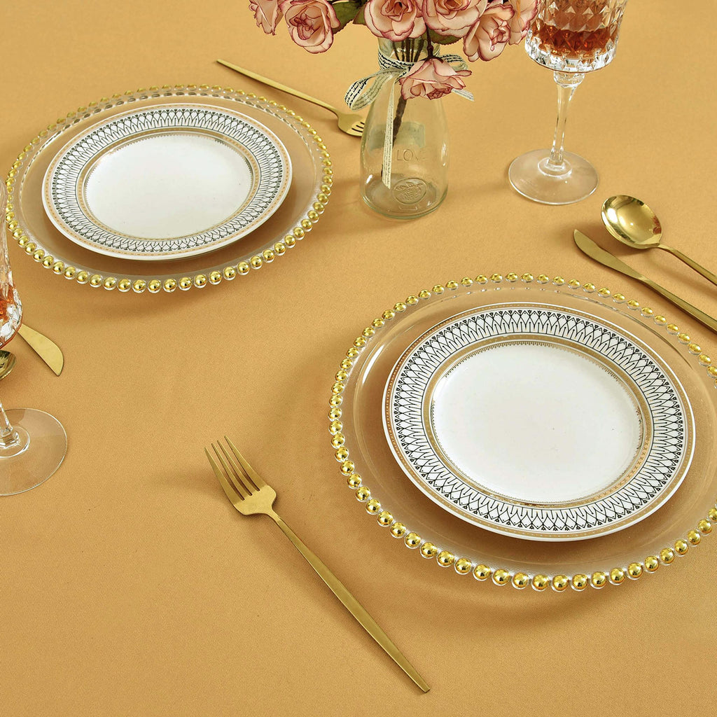 Gold Round Tablecloth Waterproof Wrinkle Free Table Cloth, 90 inch