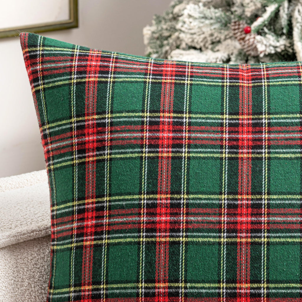 Christmas Scottish Plaid Throw Pillow Covers 20x20 Red Green