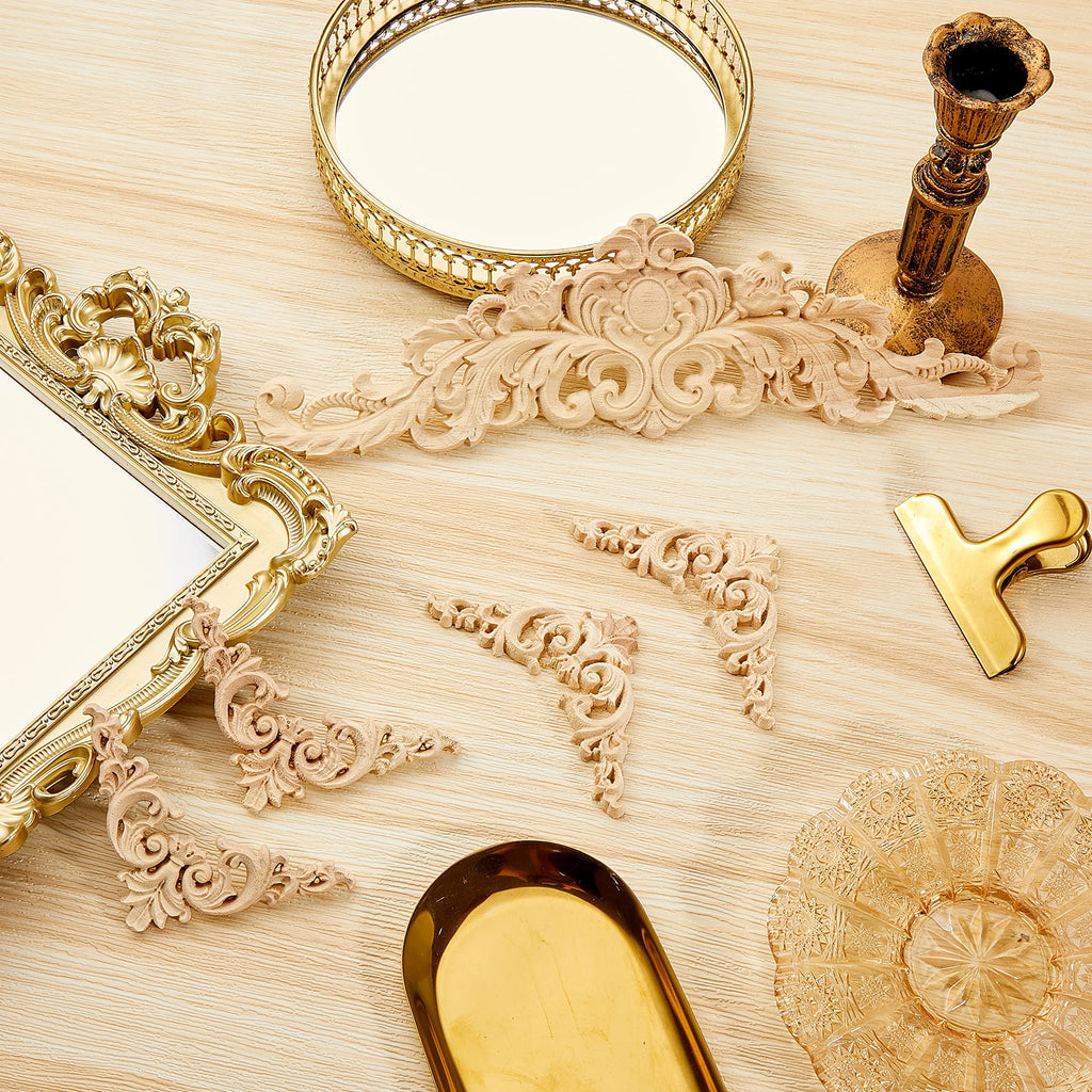 10 Pcs Wood Appliques and Onlay for Furniture, Small Size, Delicate