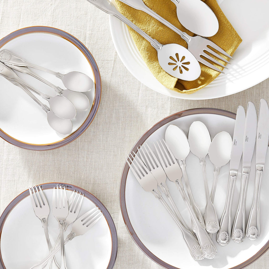 London Shell 45-Piece 18/10 Stainless Steel Flatware Set, Service for 8