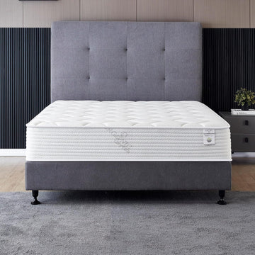 California King Mattress 10 Inches White - Medium Firm Pocket Coil Hybrid Mattress Tight Top High Density Foam