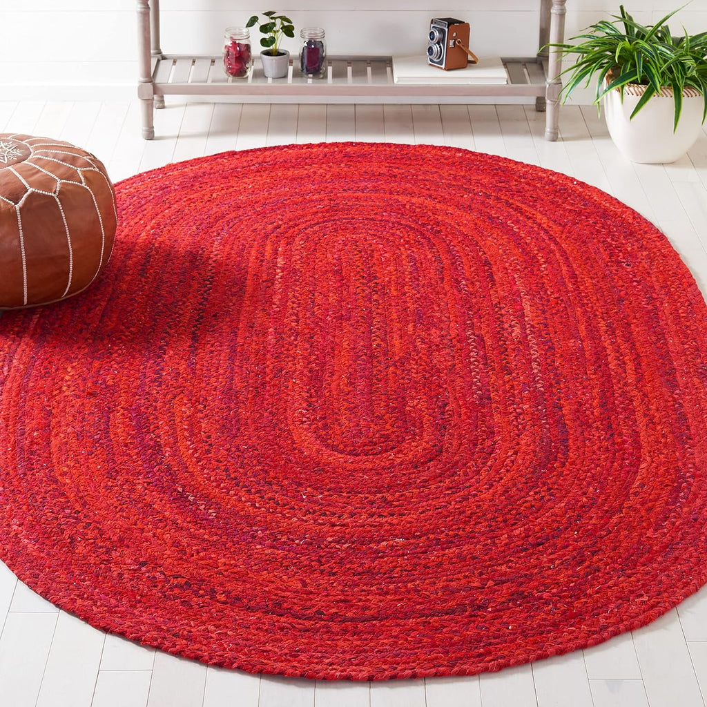 Braided Cotton Oval Rug, Farmhouse Red BRD452Q