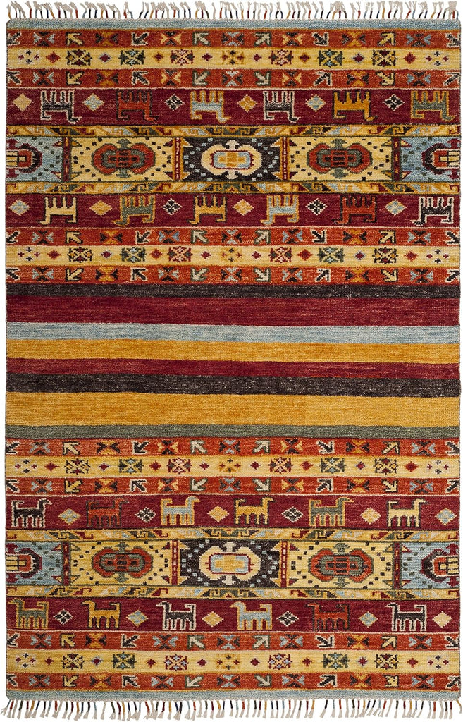 Nomad Area Rug - 9' x 12', Multi, Hand-Knotted Moroccan Boho Tribal Fringe Wool & Viscose