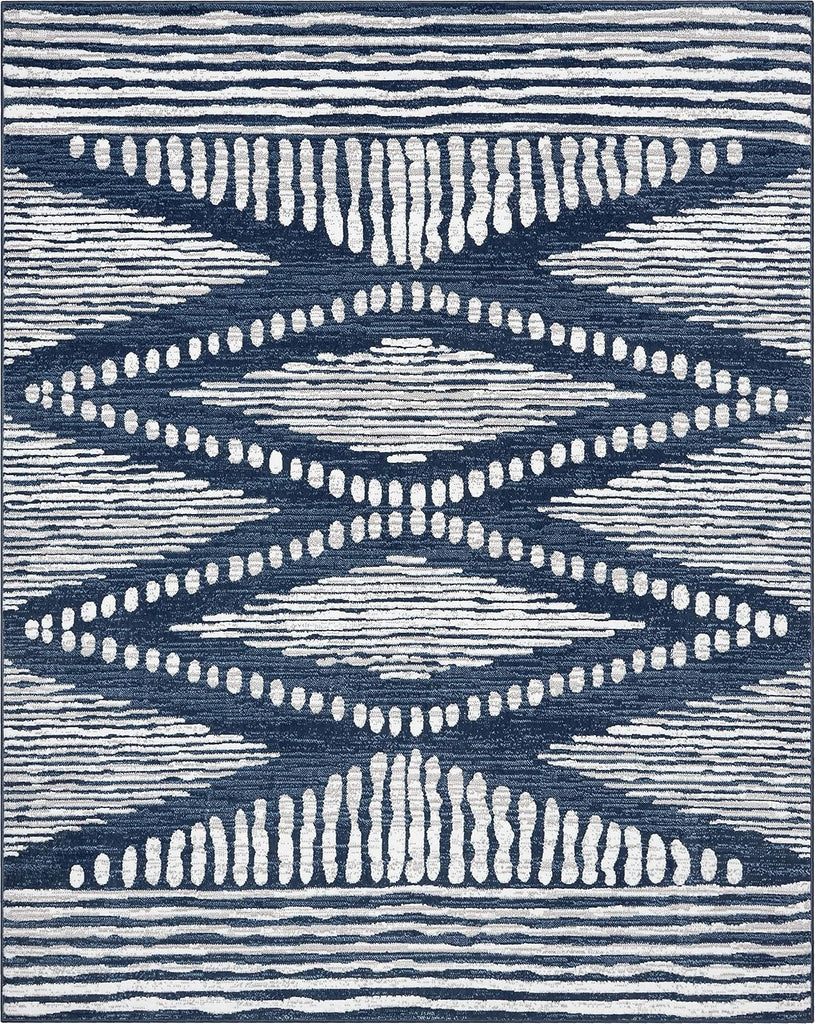 Axasta Blue Diamond Medallion Tribal Area Rug (5'3" x 7'3")