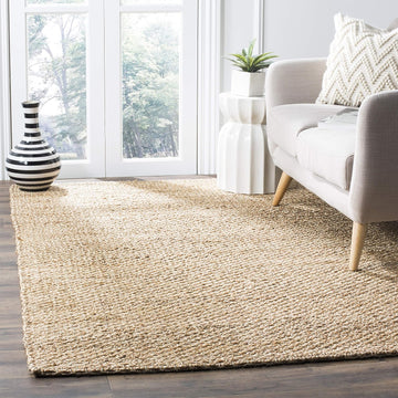 Natural Fiber Collection Area Rug - 6' Square, Natural, Handmade Farmhouse Jute, Ideal for High Traffic Areas (NF870A)