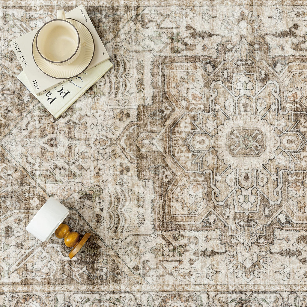 Brown Area Rug 6x9 Vintage Medallion Retro