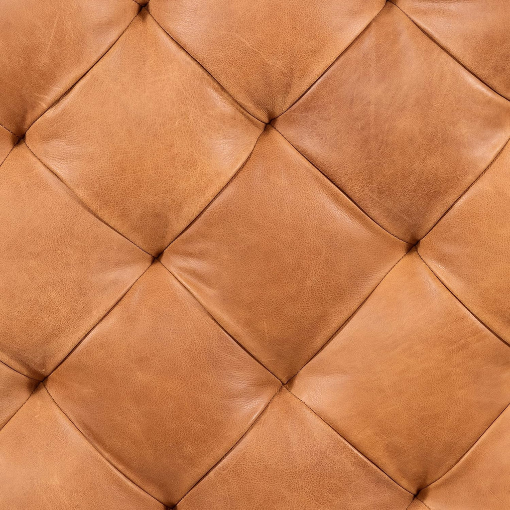 Turin Ottoman in Full-Grain Pure-Aniline Dyed Italian Tanned Leather in Cognac Tan