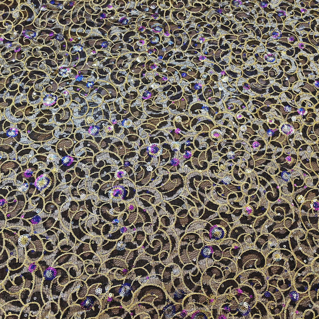 African Lace Fabric 5 Yards Gold Sequins Embroidery