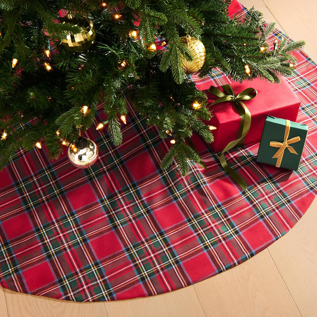 Stowe Tartan Plaid Tree Skirt, Red - 48" W x 48" L