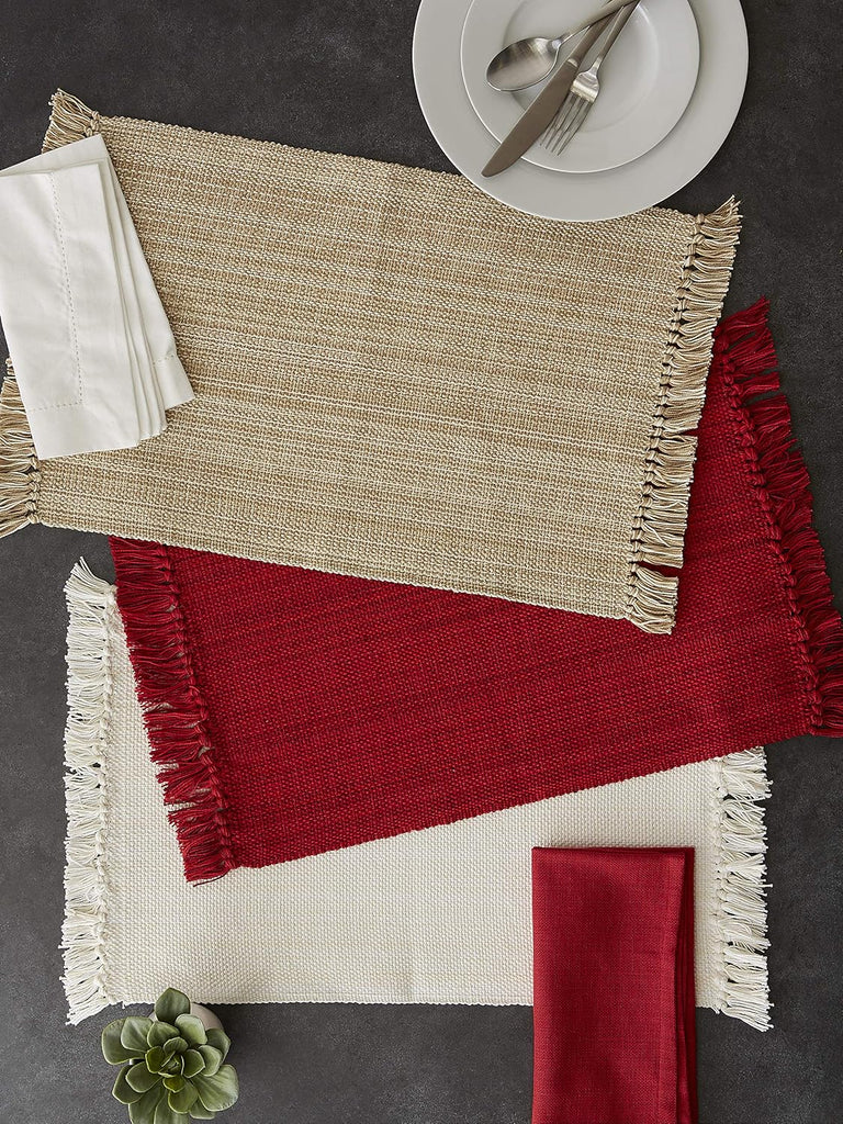 Variegated Tabletop Collection, Placemat Set3x19, Taupe, 6 Piece