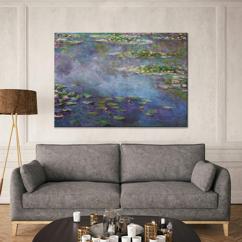 Water Lilies, 1906 02 By Claude Monet Canvas Prints Wrapped Gallery Wall Art |Ready to Hang 12X18