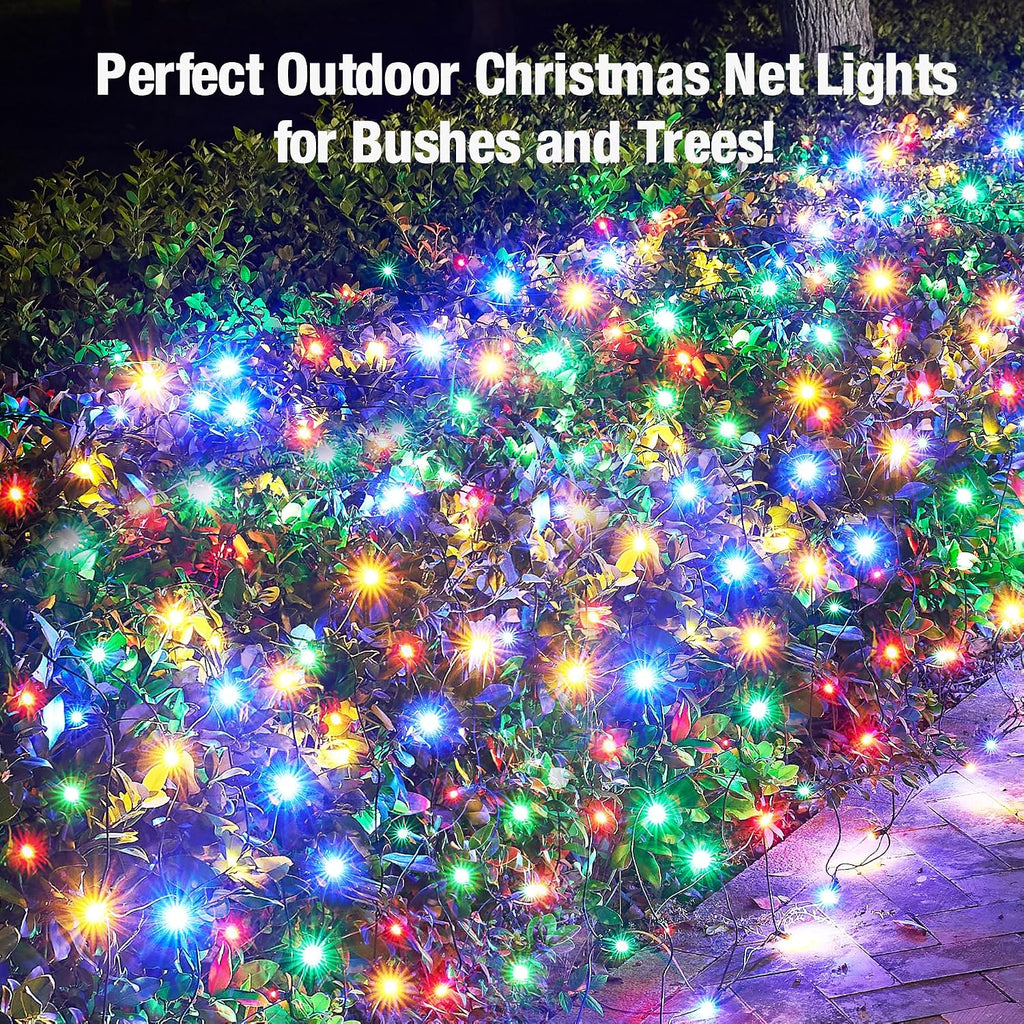 Led Multicolor Christmas Net Lights Outdoor Christmas Bushes Lights 120Led 6ftx5ft, Connectable Outdoor Indoor Mesh