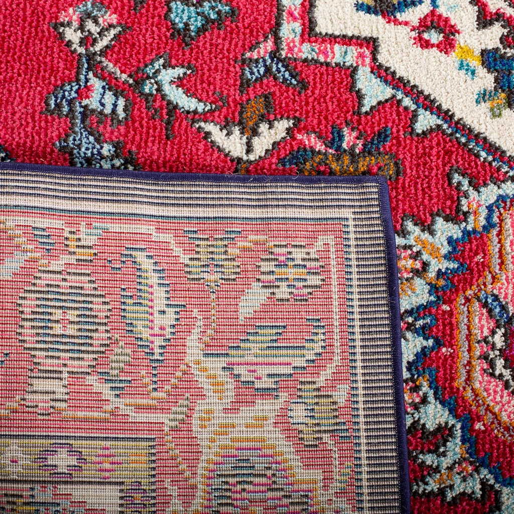Monaco Collection Accent Rug - 3'4" x 4'7", Red & Turquoise, Medallion Distressed Design, Non-Shedding & Easy Care