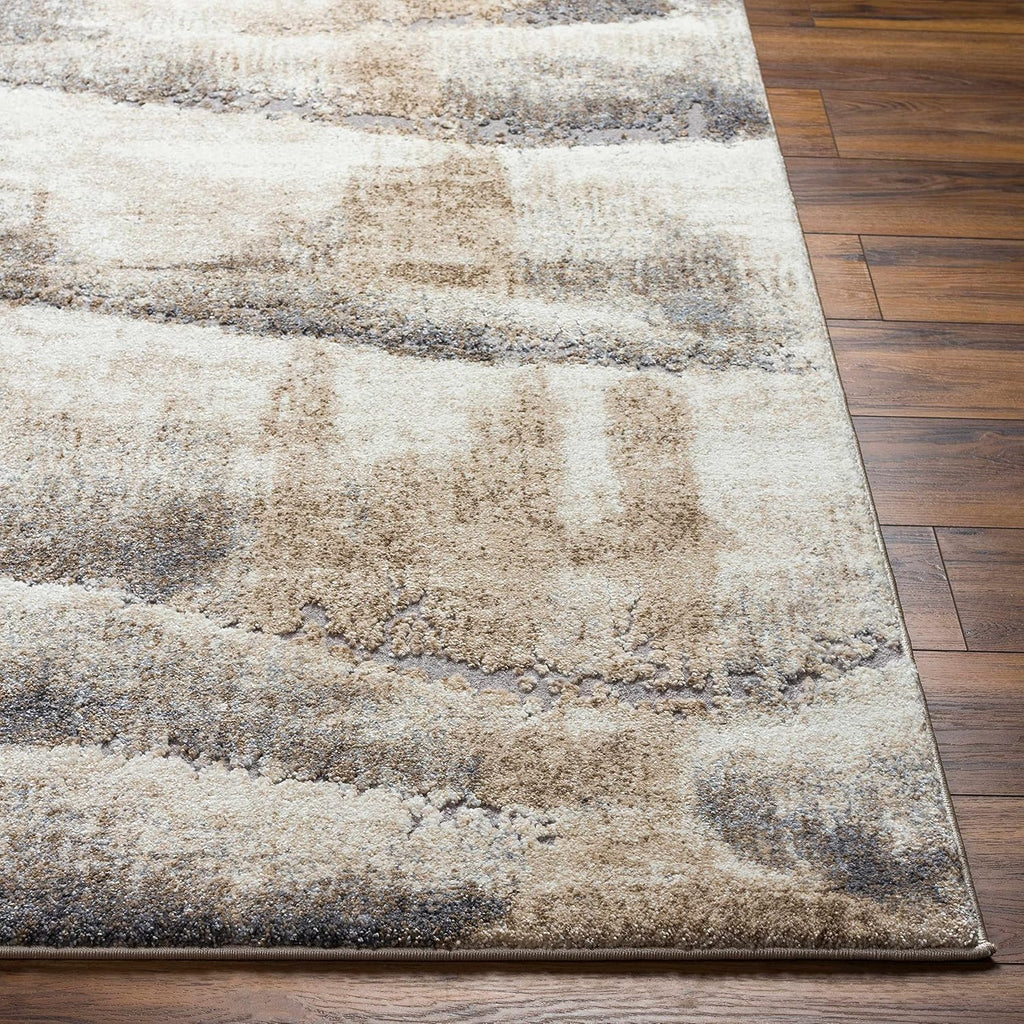 Banji Area Rug - Abstract Distressed Ombre Striped Faded - Contemporary Modern Transitional Minimalist - High Pile