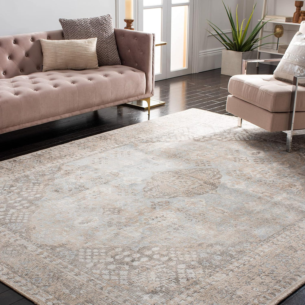 Restoration Vintage Area Rug - 9' x 12', Beige & Sand, Handmade Distressed Wool & Viscose