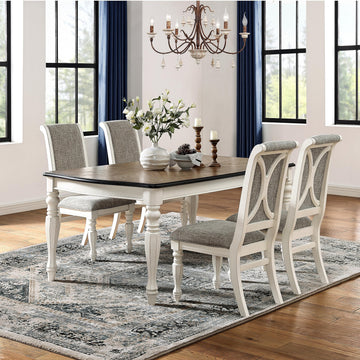 Belleza French Country 5-Piece Dining Set in Antique White and Weathered Oak Finish