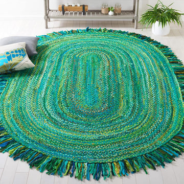 Braided Oval Rug, Green BRD451Y