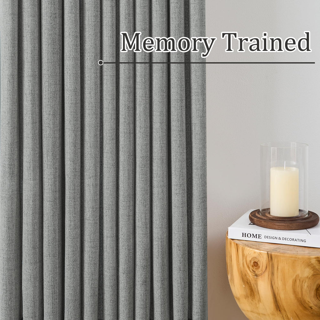2 Panels Set Extra Long 130 Inch Curtains, Grey, 42" Wide by 130"