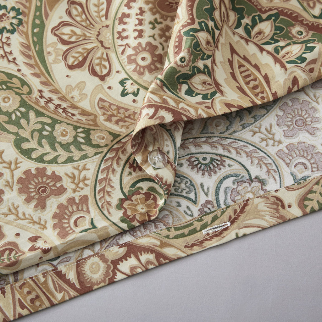 Boho Paisley Print Luxury Duvet Quilt Cover and Shams Bedding Set Bohemian Damask Medallion Egyptian Cotton