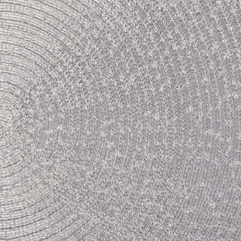 Woven Placemats Collection Metallic Round Placemat Set, 15", Platinum Silver, 4 Piece