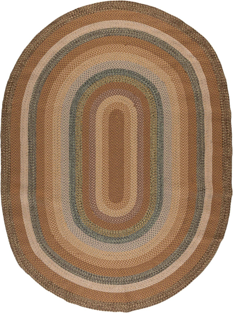 Braided Indoor/Outdoor Oval Rug 8x10, Large Tan & Multi BRD314A
