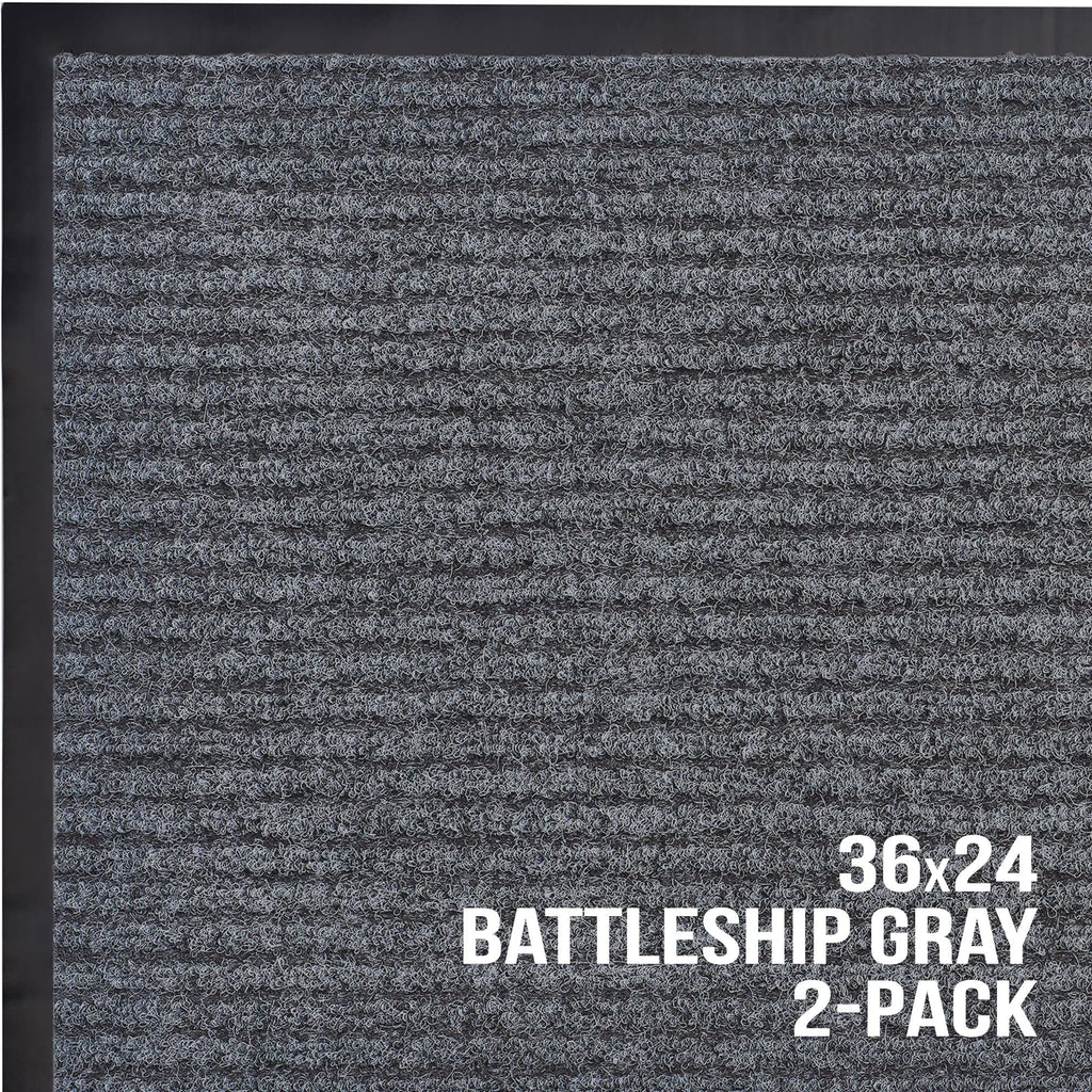 Front Door Mat, Indoor Outdoor Welcome Muddy Doormat, 36x24 Battleship Gray