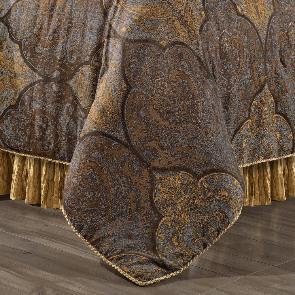 Luxury Jacquard Comforter Set 9-Piece, Bronze Gold, Queen