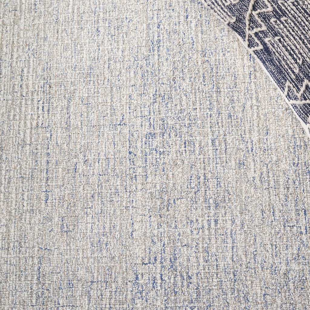 Area Rug 8x10 - Abstract - Large - Ivory & Blue, Handmade Wool