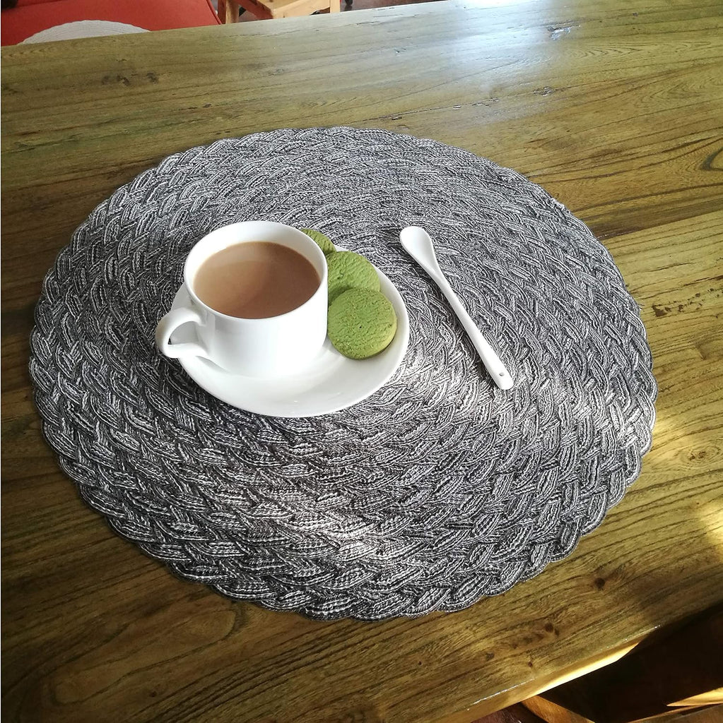 Round Placemats Heat-Resistant Stain Resistant Anti-Skid Washable Polyproplene Table Mats Placemats ( - Set of 6