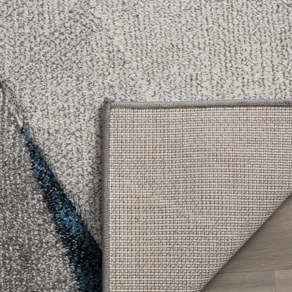 Hollywood Area Rug - 9' x 12', Grey & Teal, Mid-Century Modern Design, Non-Shedding & Easy Care