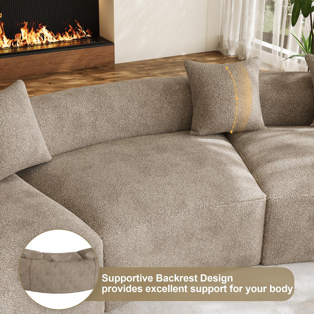 134" Oversized Sectional Sofa, Modern Luxury Plush Chenille 4-Seater Extra Deep & Wide Seat Curved Cloud Couch with