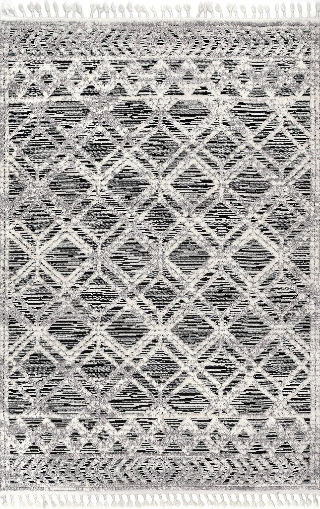 Ansley Grey Trellis Power Loomed Area Rug