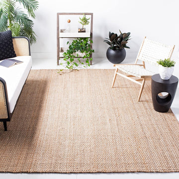 Area Rug 10' Square - Natural Fiber Collection - Large - Natural Brown, Handmade Jute, Basketweave Design (NF401A)