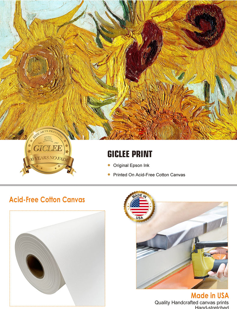 Twelve Sunflowers, Vincent Reproduction. Giclee Canvas Prints Wall Art Decor 20x16