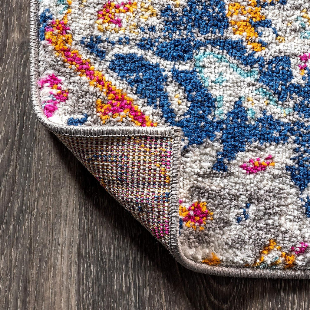 Boho Vintage Multi Runner Rug, 2x8, Bohemian Flair Medallion, Chic, Floral, High Traffic, Pet Friendly, Non-Shedding
